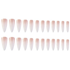 Milky white powder gradient long drop-shaped manicure, high-end fake nail patch wearable nail patch