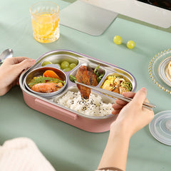 Food grade microwaveable stainless steel compartment insulation lunch box