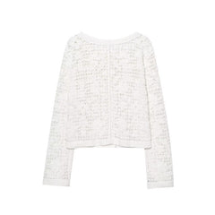 Style Women's Fashion Casual Long Sleeve Single Breasted Crochet Jacket
