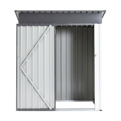XWT016 Garden Metal Storage Lifter Shed Gray White 5x3x6ft outdoor storing tools Rainproof Hinge door version