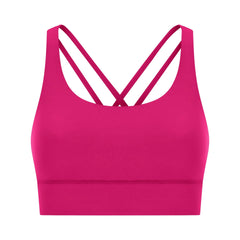 Cross back yoga bra brushed bare high-strength shock-absorbing gathering sports vest for women