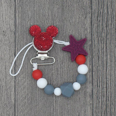 Silicone Round Beads and Star Beads Pacifier Clip Chain Strap Cute Dummy Nipple Leash Strap for Infant Toddler Baby Feeding