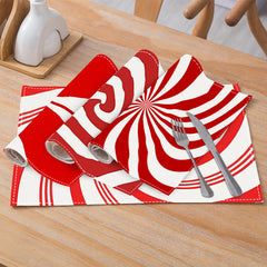 Christmas placemat red candy striped printed table mat holiday table decoration insulated mat coaster