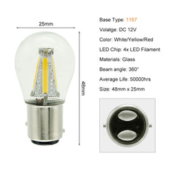 1pcs 1156 P21W BA15S 1157 BAY15D COB LED Filament Chip Car Brake Lights Auto Reverse Bulb Parking Lamp 12V Red White Yellow