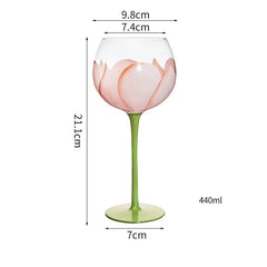 1 Piece Hand Painted Glass Goblet Cup Creative Red Wine Glasses Cup Flower Painted Stemware for Wedding Party Events