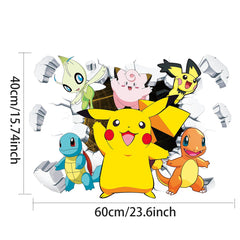 Cartoon anime children's room decoration wall sticker self-adhesive 3D Pikachu Digimon PVC sticker poster wall decoration