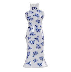 Ceramic ornaments blue and white porcelain mini vases cheongsam flower arrangements living room home decorations