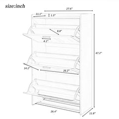 U-Can Shoe Storage Cabinet for Entryway with 3 Flip Drawers, Modern Shoe Organizer Cabinet, Free Standing Shoe Rack Black
