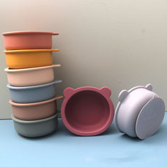 Children's tableware baby bowl children's silicone suction cup bowl bear food supplement bowl