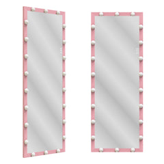62.6-inch x 23.3-inch pink Hollywood illuminated full body vanity mirror with 3 color modesstanding floor mirror touch control