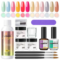 COSCELIA New 9 Color Crystal Color Powder 30Ml Crystal Liquid Desiccant Anastomosis Agent Set Nail Brush Full Set