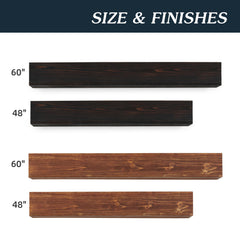 60" Rustic Wood Fireplace Mantel, Wall-Mounted & Floating Shelf for Home Decor