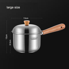 304 stainless steel milk pot, instant noodle pot, household wooden handle dormitory small soup pot, milk heating baby food pot