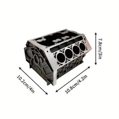 Engine Block Desk Organizer: Modern art for desktop/bookshelf. Holds business cards, a creative office accessory.