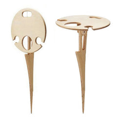 Outdoor Wine Table Foldable Round Desktop Mini Wooden Picnic Table Easy To Carry Wine Rack Support