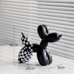 New black and white plaid balloon dog ornaments creative TV cabinet wine cabinet living room porch resin crafts