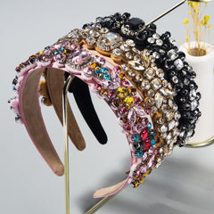 Summer New Fashion Headband Ladies Baroque Retro Headband Set With Colorful Rhinestones Full Diamond Hair Accessories