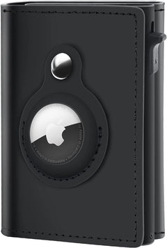 Airtag metal card holder genuine leather and aluminum alloy card holder