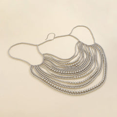 Multi layer imitation pearl black chain woven pearl layered body chain
