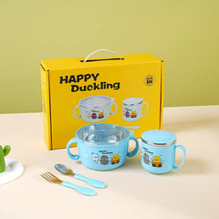 304 stainless steel children's tableware set cute baby food bowl stainless steel tableware children's water cup