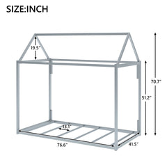 Metal House Shape Platform Bed twin