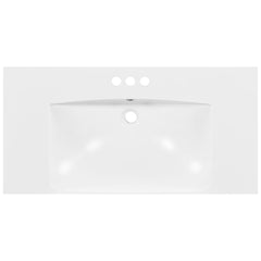 36" Single Bathroom Basin Sink, Vanity Top Only, 3-Faucet Holes, Resin