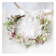 Bridal Flower Wreath Headpiece Original Simulation Starry Sky Water Grass Flower Crown Birthday Wedding Headflower Wreath