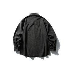 Used washed casual loose long sleeved shirt jacket men's workwear shirt