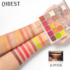 QIBEST Starry Eye Shadow Earth Color Mashed Potato Pearlescent Matte Glitter Eyeshadow Powder 15 Color Eyeshadow