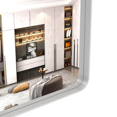 Large bathroom mirror with movable tray wall mounted mirror, vertically and horizontally suspended aluminum frame wall mounted m