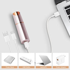 Rechargeable Eyebrow and Facial Hair Remover for Women 2 in 1 Razor with Built-in LED Light for Painless Hair Removal