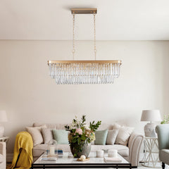 Chandeliers,Rectangular Crystal Chandelier Adjustable,E12 Modern Industrial Crystal Lights (Bulb Not Included)
