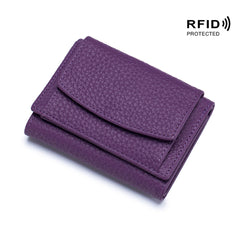 Small wallet women's genuine leather Japanese style fabric RFID coin bag wallet mini wallet short