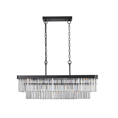 Chandeliers,Rectangular Crystal Chandelier Adjustable,E12 Modern Industrial Crystal Lights (Bulb Not Included)