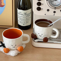 Kawaii hand - pinch feet ceramic coffee cup. High - aesthetic, great for home/dorm. Ideal gift, doubles as mark cup.