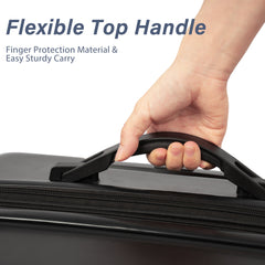 Hardshell Luggage Sets 3 Pcs Spinner Suitcase with TSA Lock Lightweight 20''24''28''   Black + ABS