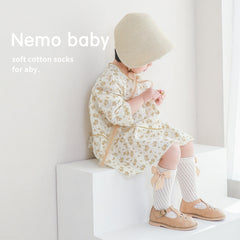 Children's Socks Combed Cotton Girl Baby Bow Princess Socks Hollow Mesh Dance Socks
