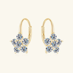 1.2 Carat 925 Sterling Silver Moissanite Flower Huggie Earrings