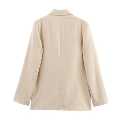 Elegant and Loose Women's Suit Jacket and Wide Leg Pants Style