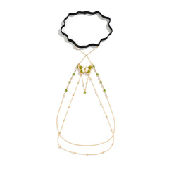 JK Pure Desire Wind Sexy Elastic Leg Chain Cross border Jewelry Green Painted Butterfly Tassel Leg Chain