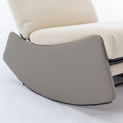 Modern rocking chair recliner, comfortable cushioned recliner with footstool, gray