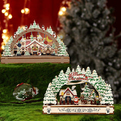 Christmas Wooden Decorations Christmas Village Shopping Mall Window Display Creative Handmade DIY Christmas Gifts
