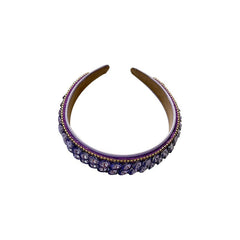 Double row geometric circular purple rhinestone women's fashionable hair compression headband