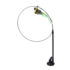 Suction cup cat toy stick that can be attached and held with steel wire multi head interchangeable cat toy and pet supplies