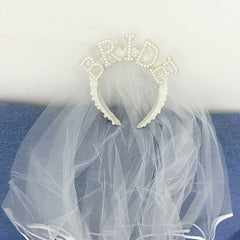 Bride to be Pearl crown tiara veil Bach Bachelorette hen Party Bridal Shower wedding engagement rehearsal dinner Decoration Gift