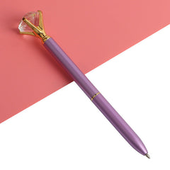 21Color Kawaii Ballpoint Pen Big Gem Metal Ball Pen With Large Diamond Blue And Black Magical Pen Fashion School Office Supplies