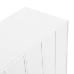 ON-TRANS Cream Style Shoe Cabinet with 5 Adjustable Solid Wood Legs, Large Storage Cabinet with Wave Doors, White