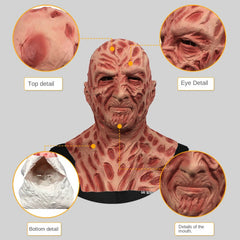 Freddy horror mask, full face headgear, makeup ball, scary demon, funny face, Halloween party, parody props