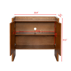 Walnut colored side panels, buffet cabinet with storage, 33.9 inches x 15 inches x 31.5 inches