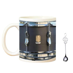 Vintage Drum Mug, 11oz. Black & White, Funny Ceramic Mug. Ideal Cool Gift for Drummers and Musicians.